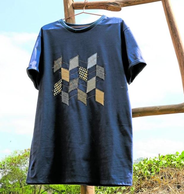 Cotton patchwork tee made with remnants and dead-stock fabric which otherwise would have gone to landfill waste