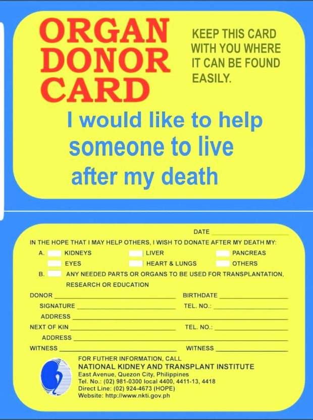 Tell your loved ones that you are an organ donor—and keep this card in your wallet.