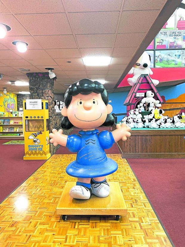 Lucy greets us at Snoopy’s Gallery and Gift Shop.