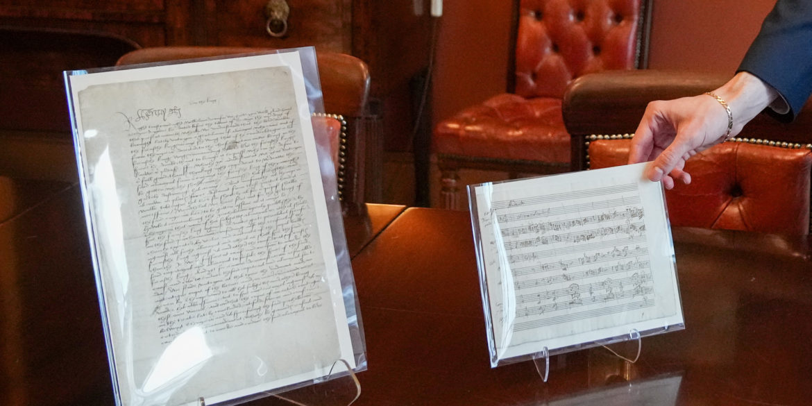A military letter from King Henry VIII and a sheet of music written in Mozart's own hand at age 17 are among lots being offered at Christie's.