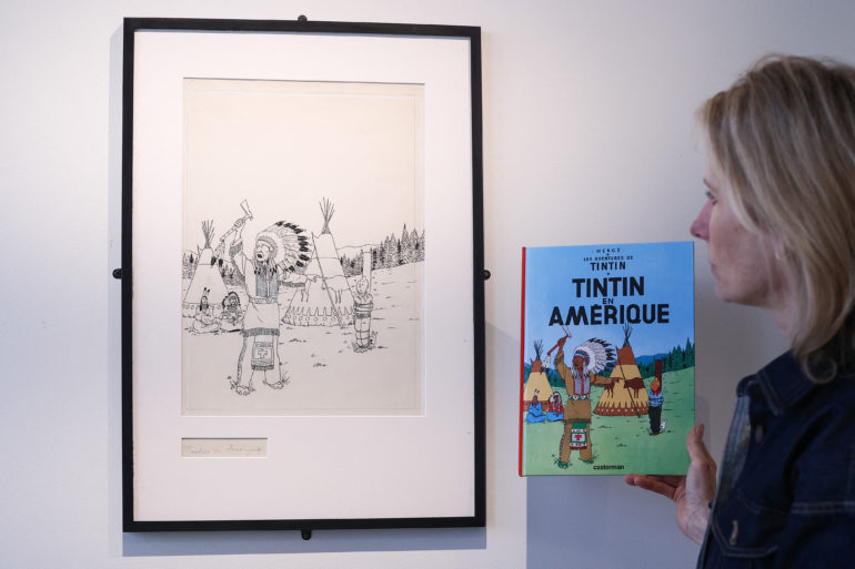 Belgian comic book hero Tintin is setting the art world astir with an original illustration that could set a new record at the auction.