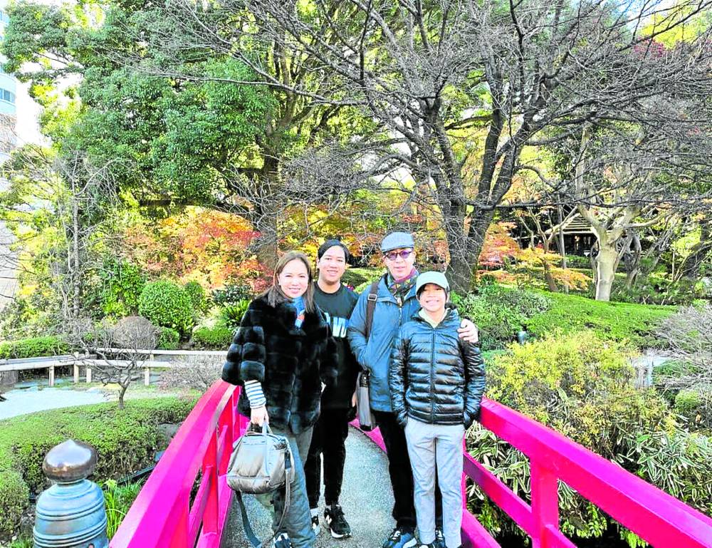 Tracie Anglo-Dizon and family in Japan