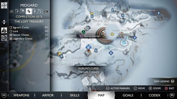 Screenshot of a map from God of War Ragnarok