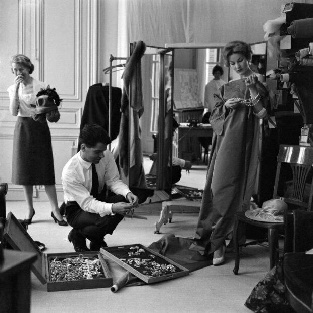 A young Lagerfeld behind-the-scenes at Patou