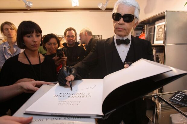 Lagerfeld at his bookstore opening