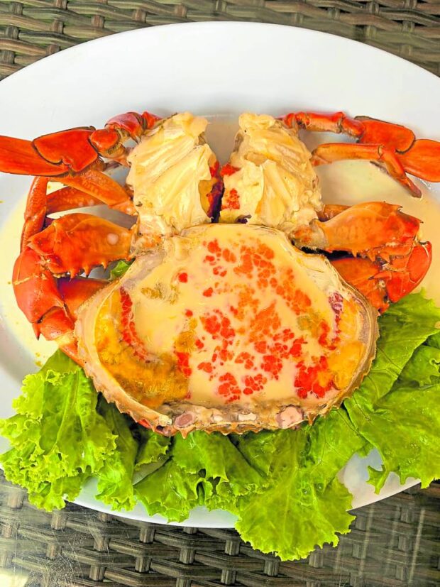 Steamed crab roe with fresh milk at Mae Khlong Hua Pla Mo Fai