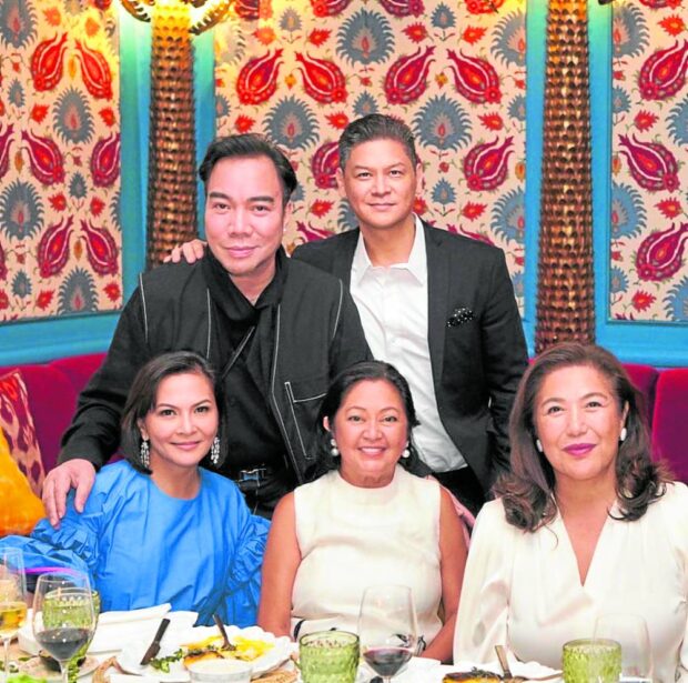 Seated: Birthday girl Charmaine Lagman, first lady Liza Araneta-Marcos, Karen Santos; standing: Patrick 
Rosas, Anton San Diego
