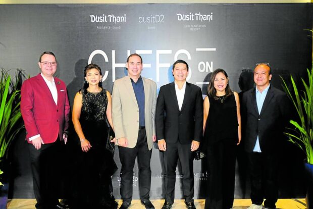 Dusit Hotels and Resorts general manager for Davao Christoph Kuch, Torre Lorenzo Development Corp. COO Cathy Casares-Ko, Horrigan Hospitality owner Bobby Horrigan, Torre Lorenzo Development Corp. CEO Tomas Lorenzo, chief human resource officer Cecille Asuncion-Casas, chief financial officer consultant Carlos Cesar Mercado

