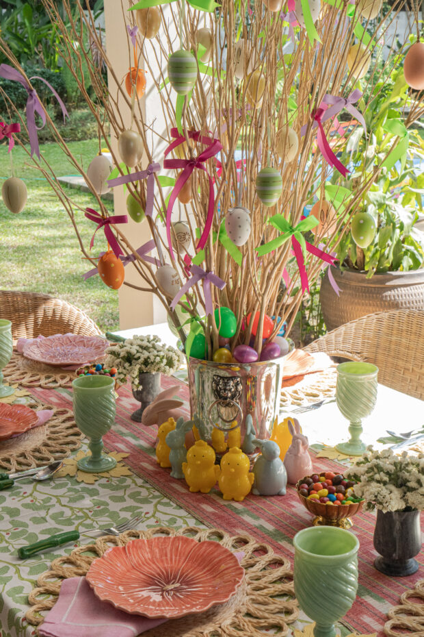 An easter-themed setting for her outdoor table