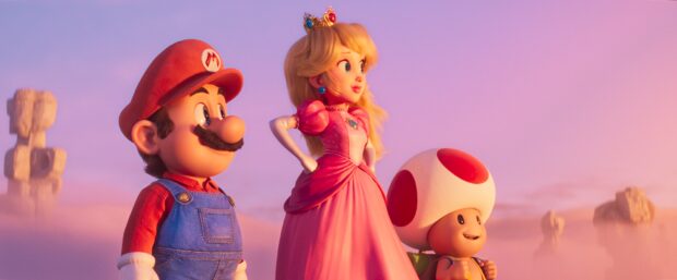 Mario (Chris Pratt), Princess Peach (Anya Taylor-Joy), and Toad (Keegan-Michael Key)