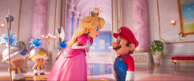Princess Peach (Anya Taylor-Joy) with Mario (Chris Pratt)