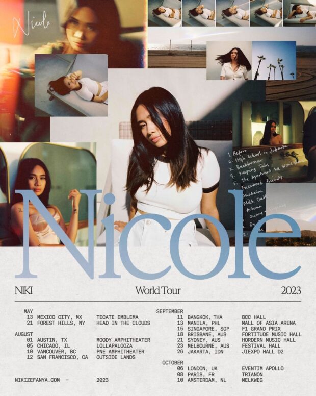 Announcement poster for NIKI's 'Nicole World Tour'