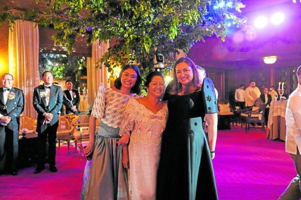 The first lady flanked by Assistant Social Secretary Dina ArroyoTantoco and Social Secretary Bianca Zobel —MALACAÑANG PHOTOS
