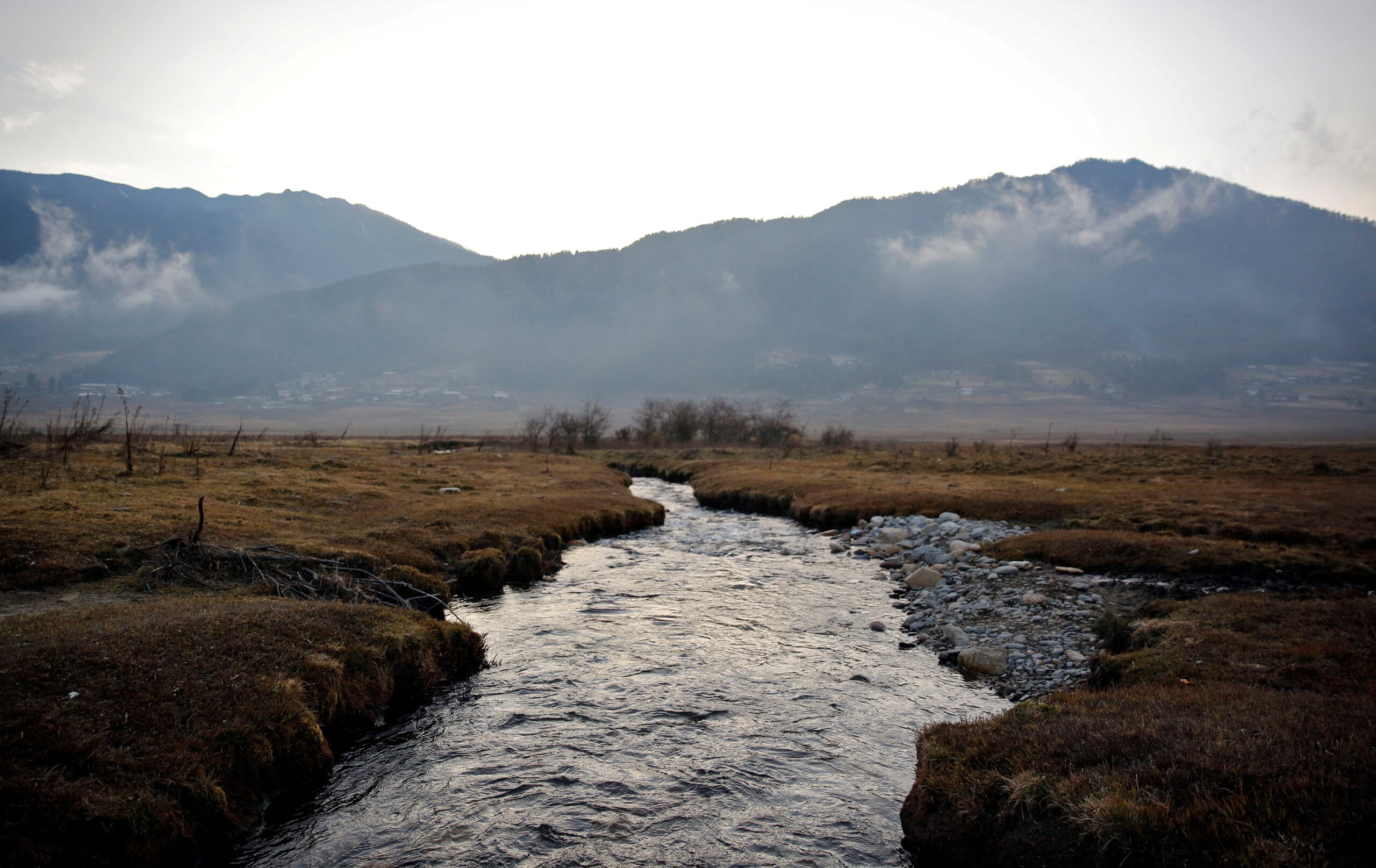 FILE PHOTO: A stream runs through the Phobjikha Valley, Bhutan