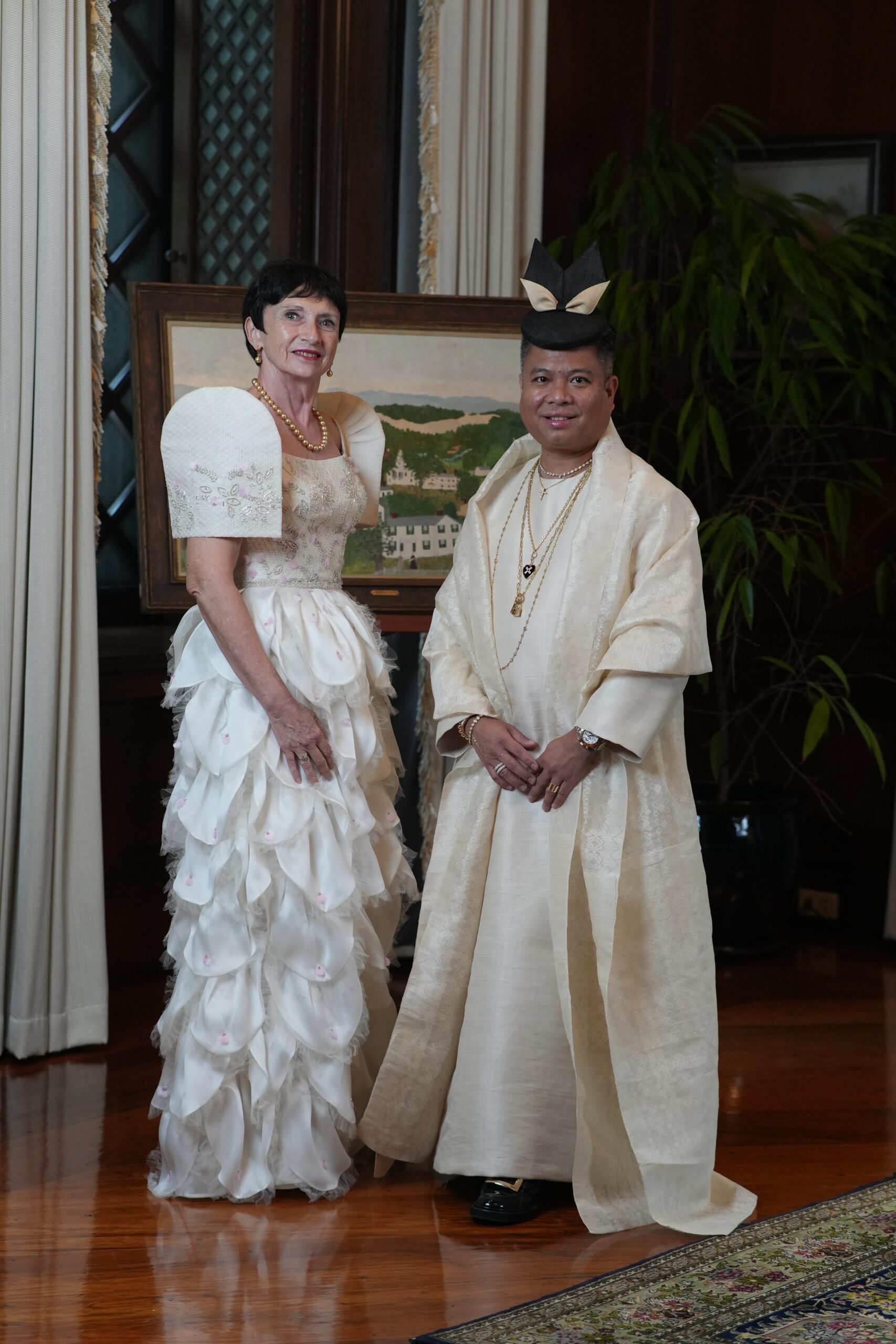 H.E. Michele Jeannine Andrée Boccoz of the French Republic and designer Puey Quiñones