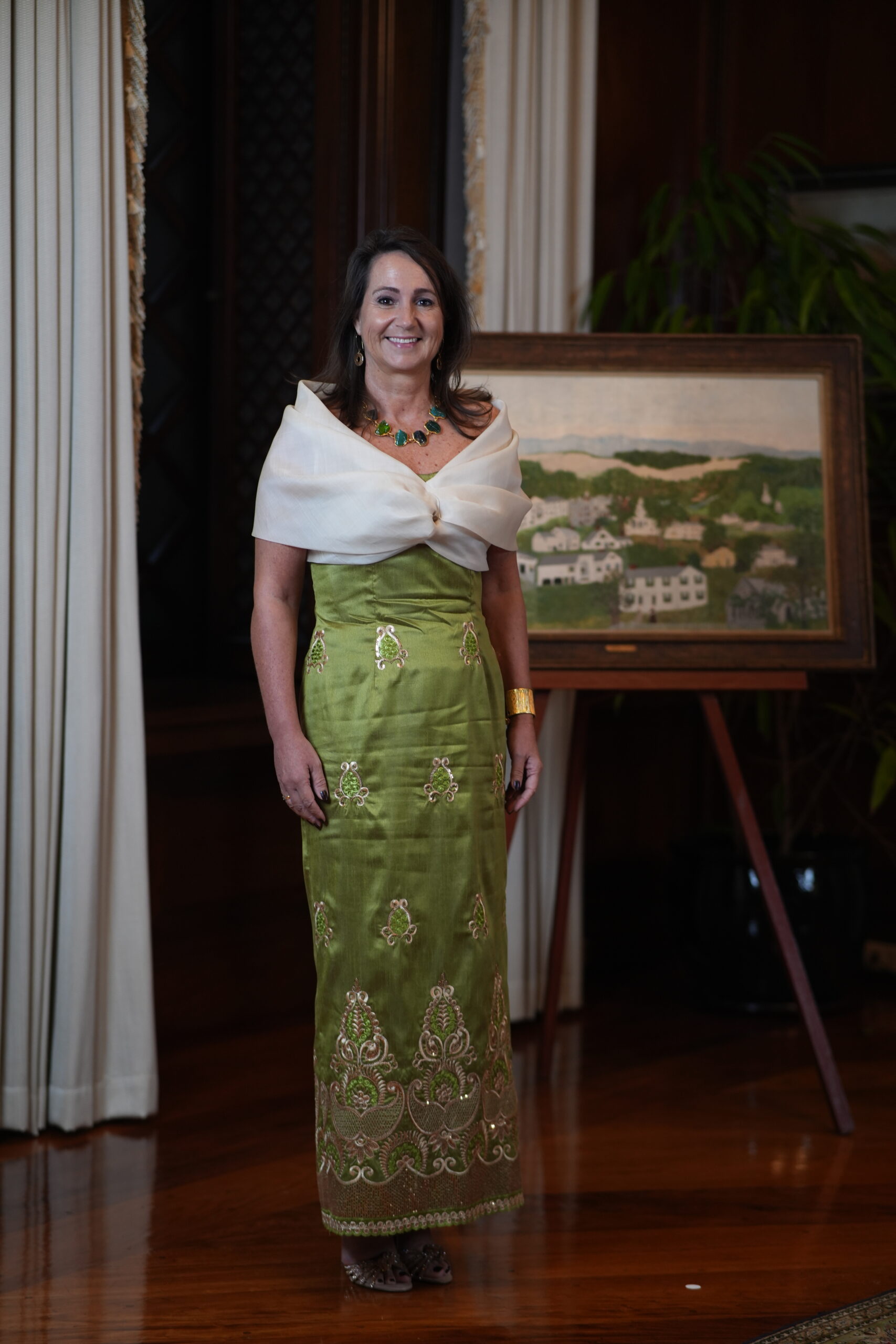 Netherlands H.E. Marielle Geraedts of the Kingdom of the Netherlands dressed by Milka Quin