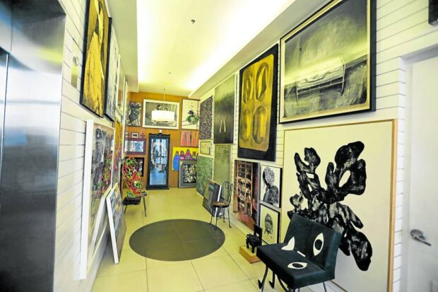 The spillage from Oreña-Drilon’s collection is splattered allover the foyer outside her penthouse unit.