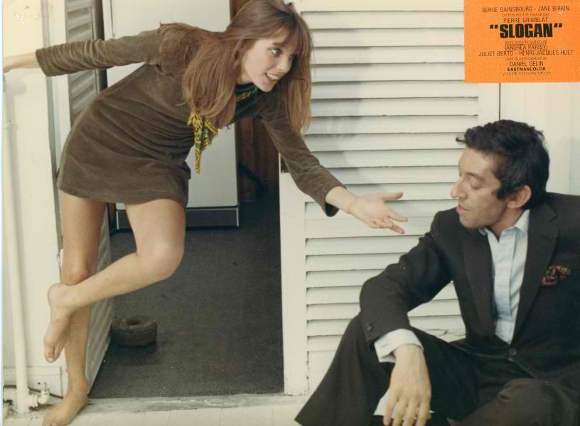 Jane Birkin and Serge Gainsbourg in Promotional Postcard for Film Slogan (1969)