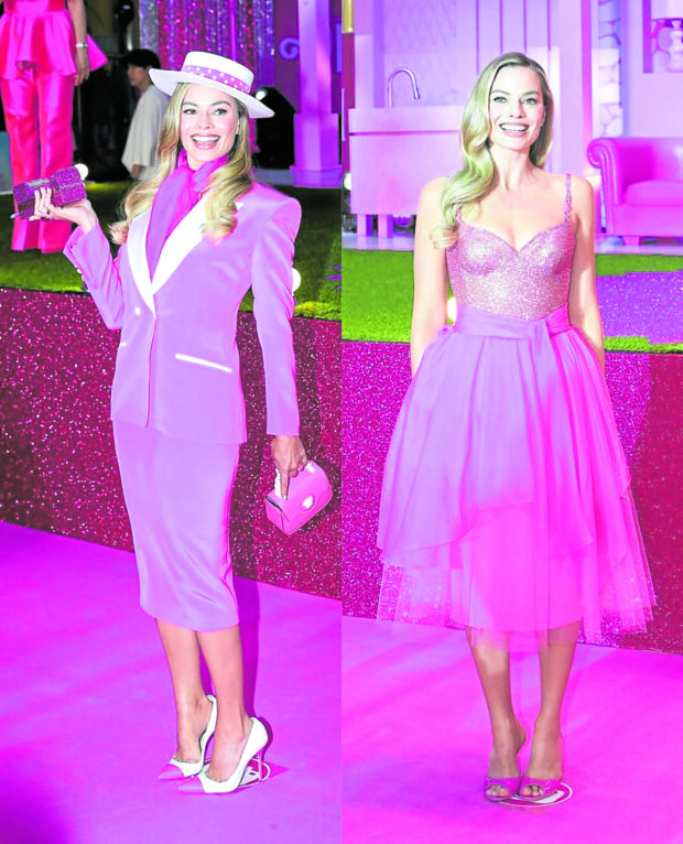 Margot channels Day to Night Barbie at the internationalpremiere in Seoul.