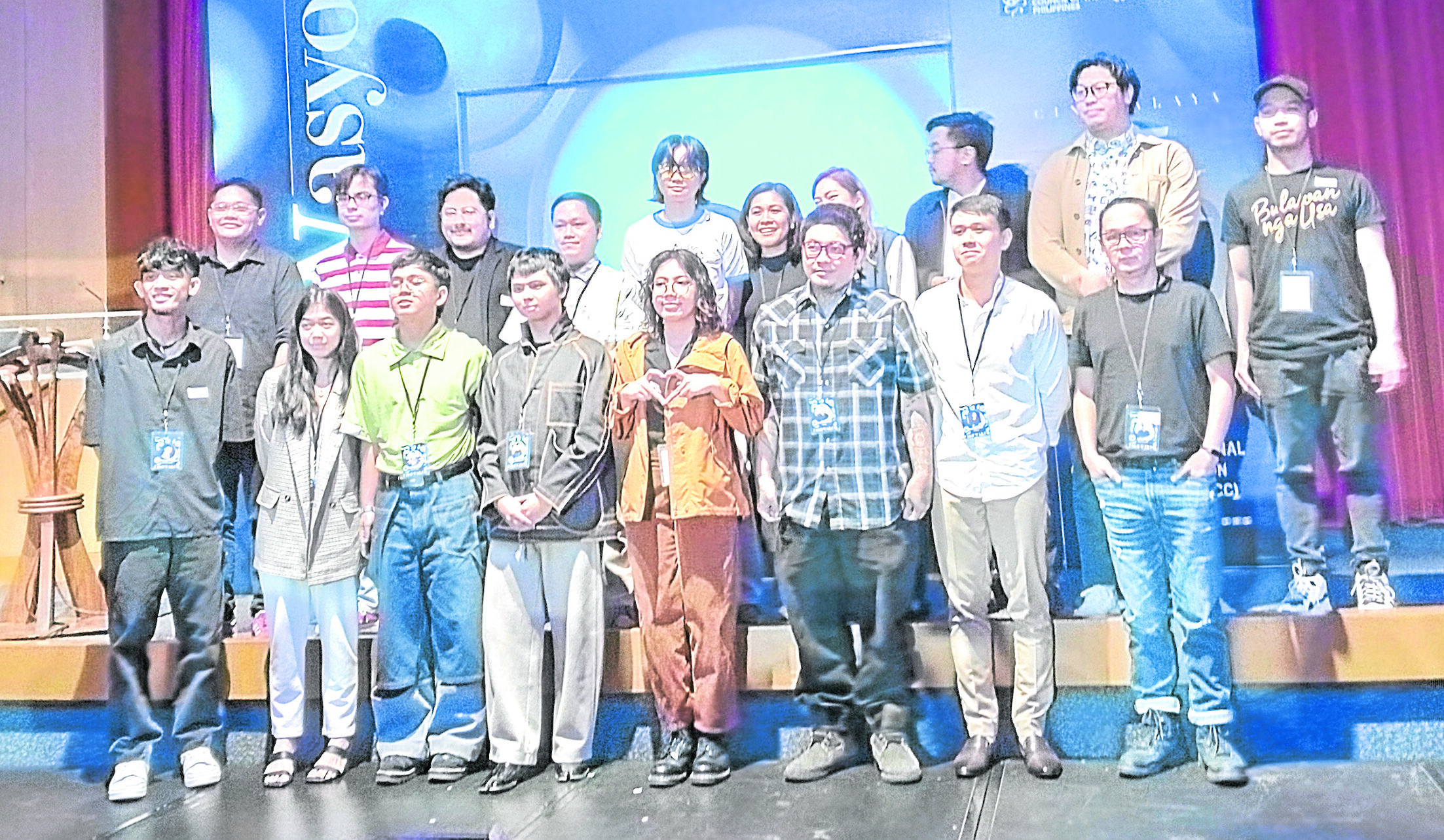 Finalists in the upcoming Cinemalaya competition, with the directors of full-length features in front and the short film directors in the second row