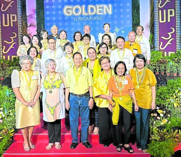 The golden jubilarians after receiving their golden medallions from UPAA last Aug. 20
