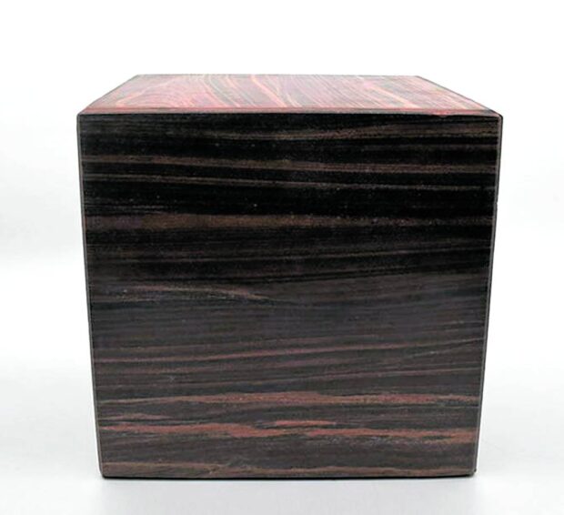 Wooden cuboid urn from Magnificat Urns—PHOTOS COURTESY OF magnificaturns.com