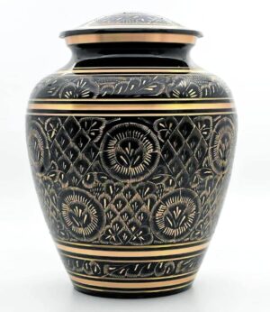 Black brass urn from Magnificat Urns —MAGNIFICATURNS.COM