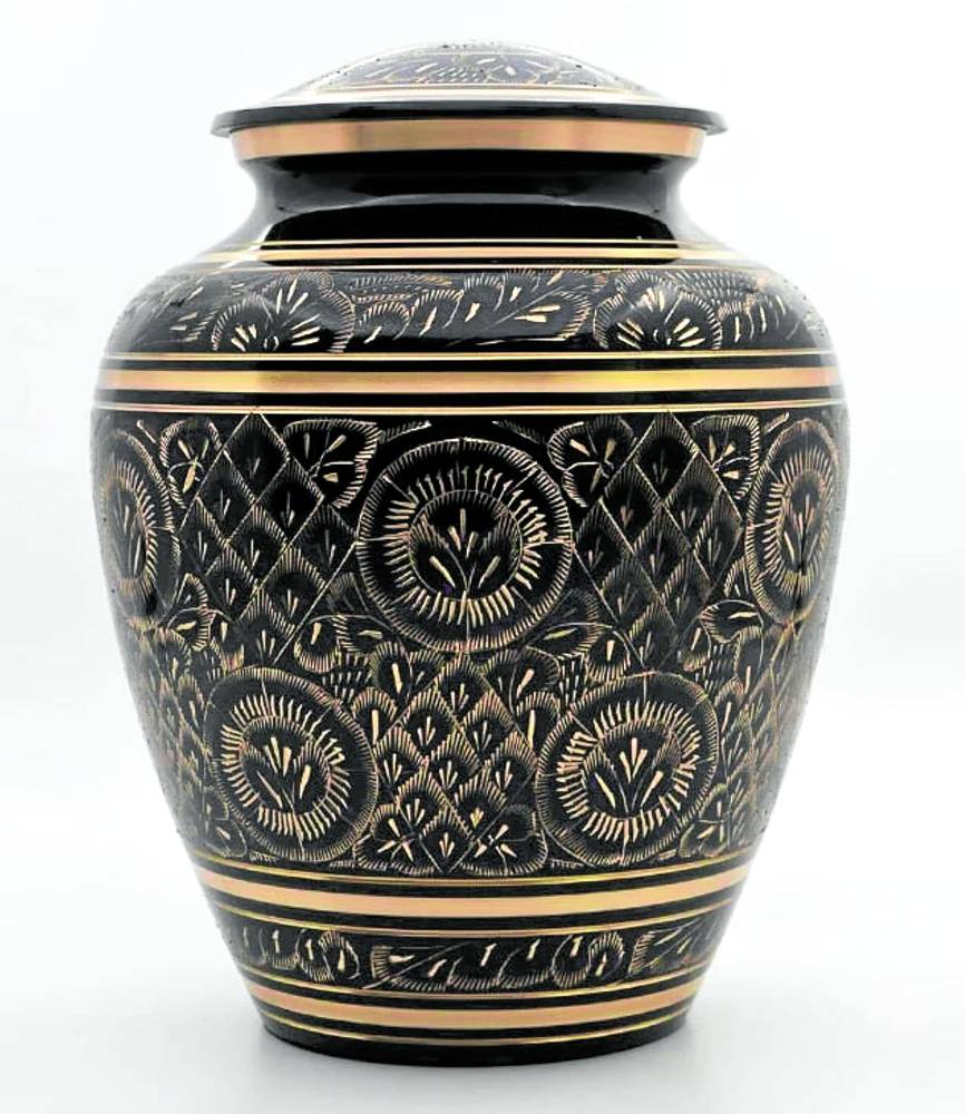 Black brass urn from Magnificat Urns —MAGNIFICATURNS.COM
