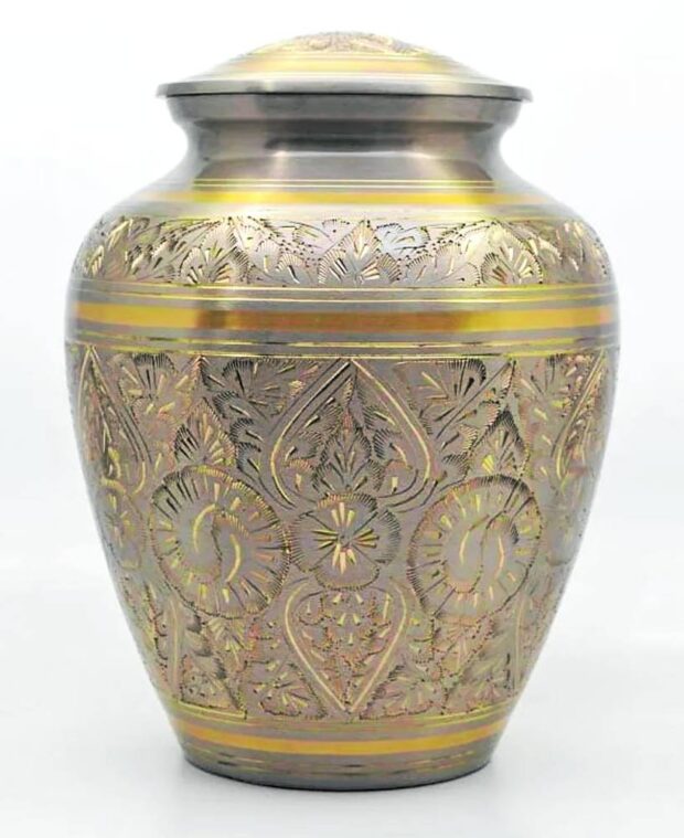 Brushed two-tone brass urn from Magnificat Urns