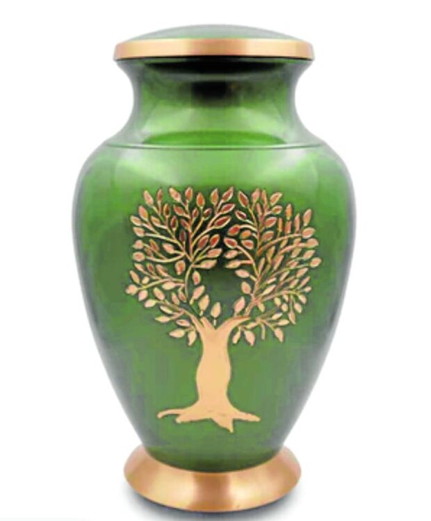 Tree of Life brass urn from Sara Urns—SARAURNS.COM