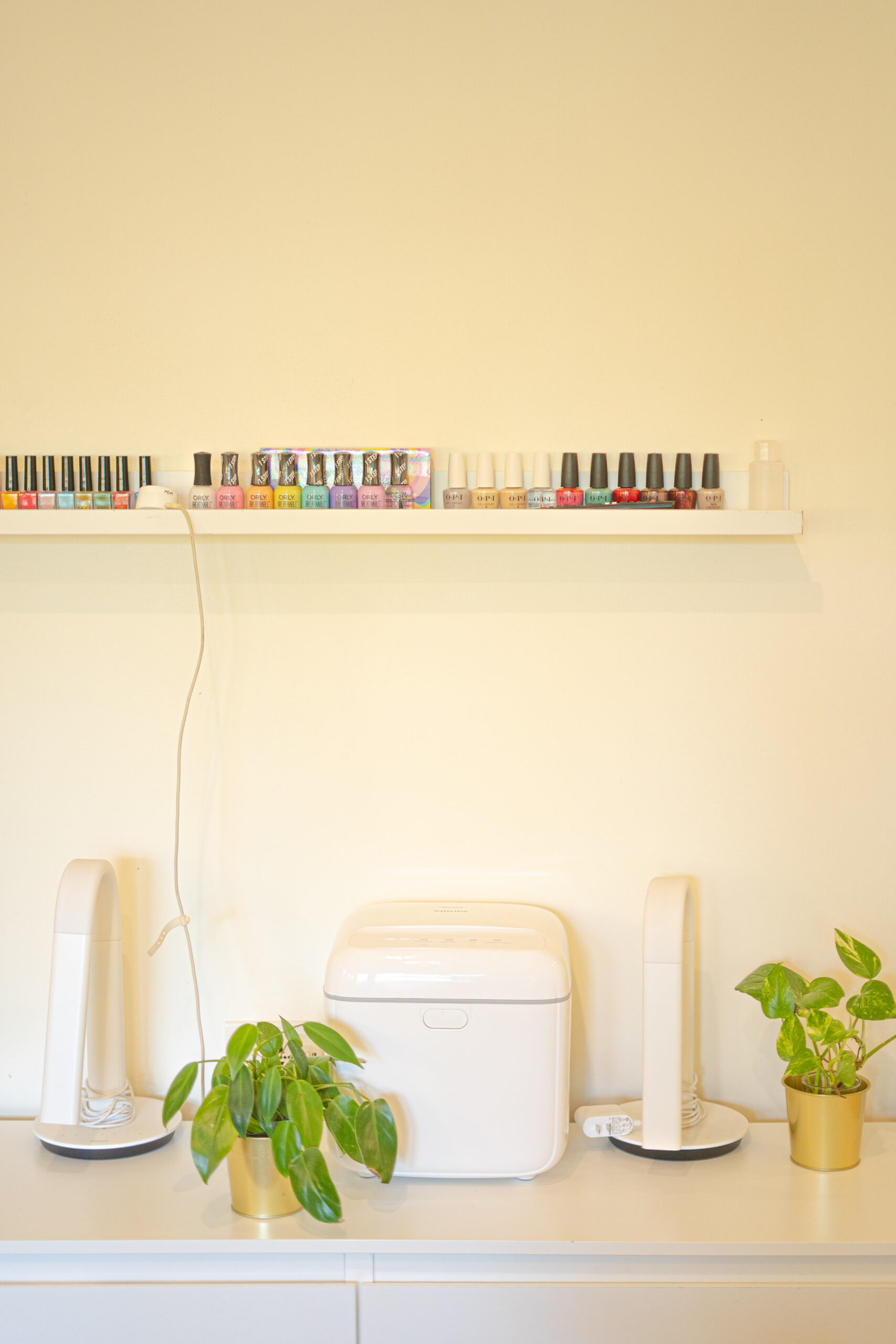 nail polish on white wall