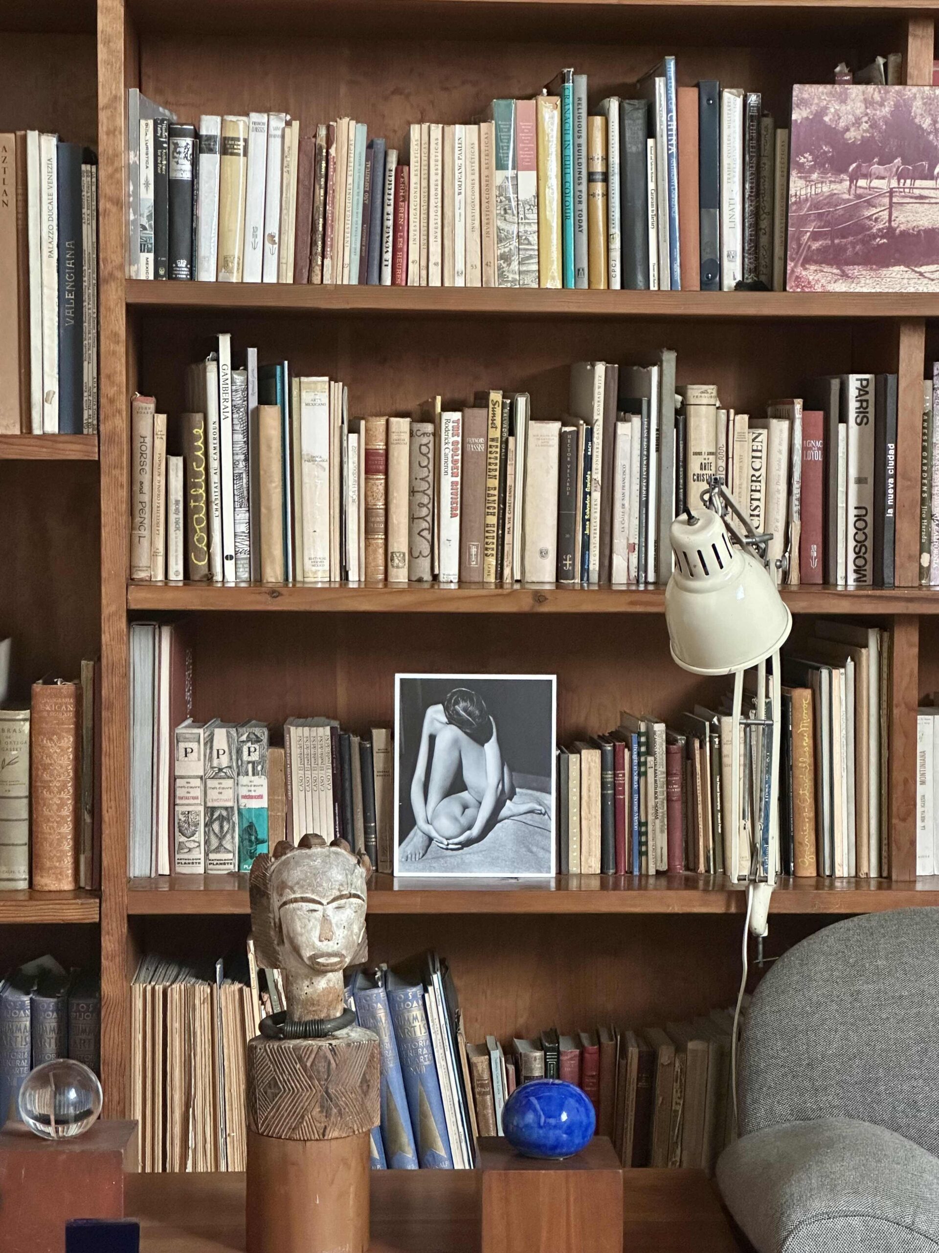 A few of the hundreds of books inside the library of Casa Luis Barragán