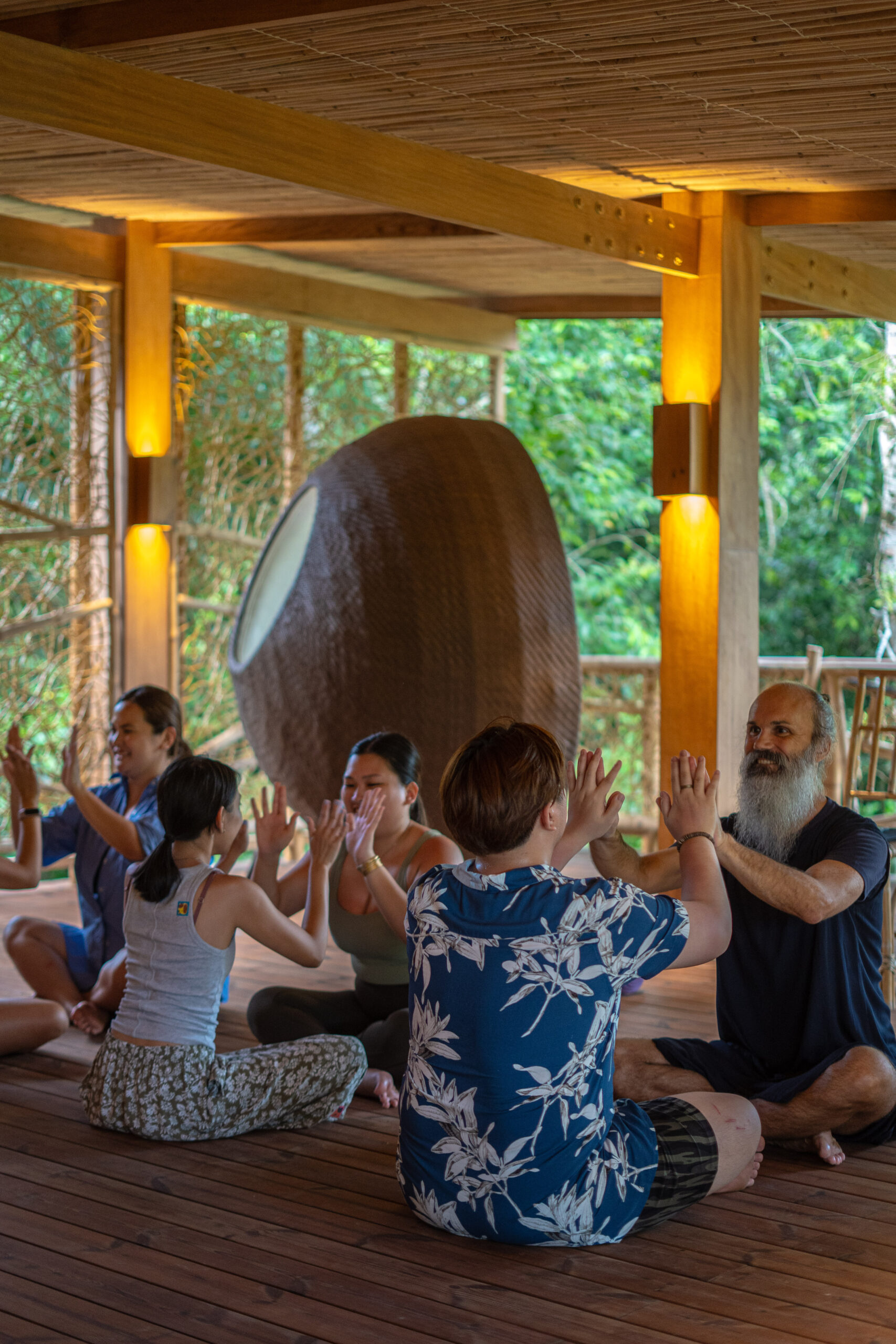 group activity in a meditation and breathwork session