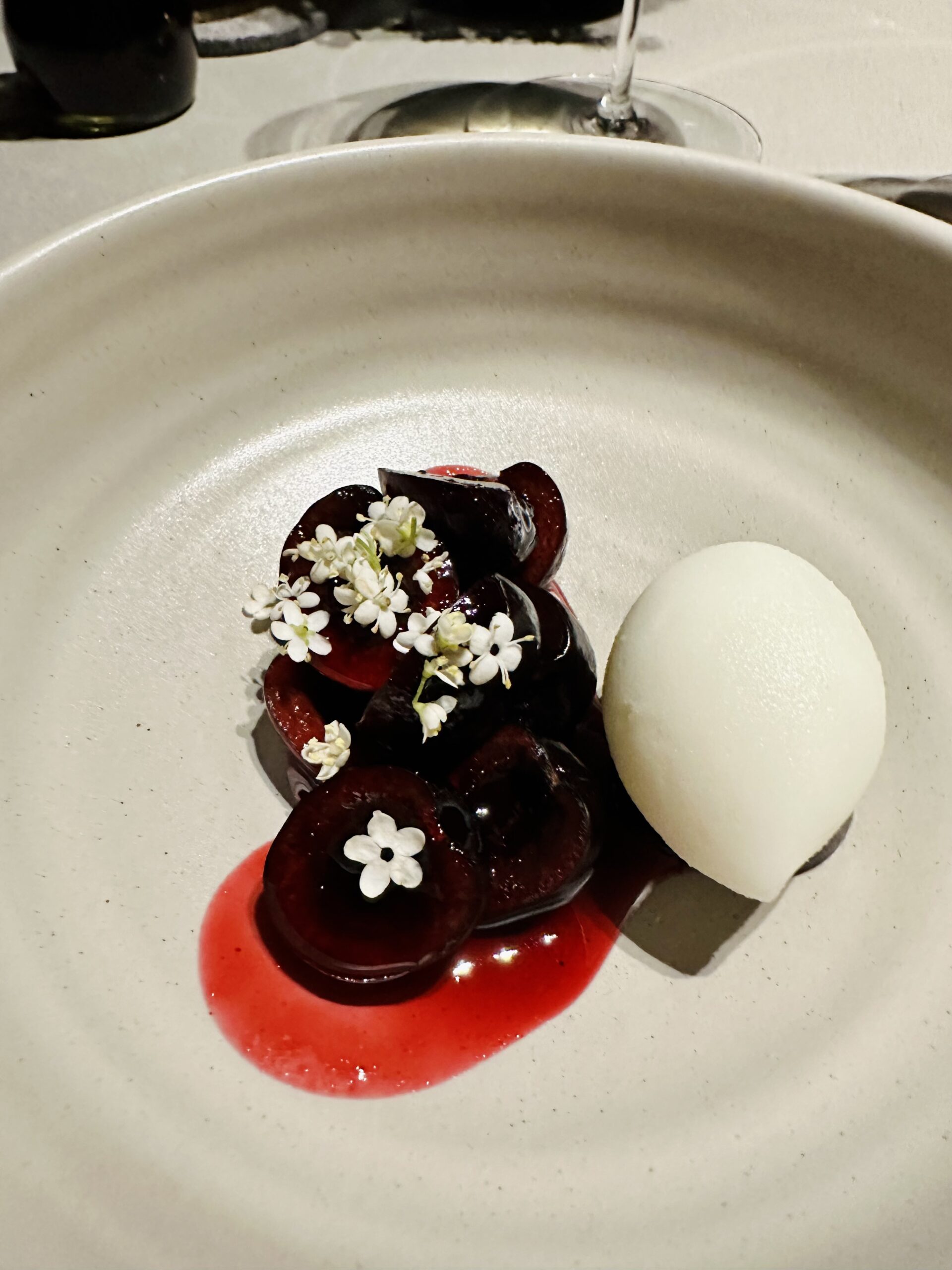 Pujol’s Valle de Bravo Cherry Dessert with Greek yogurt and Sake