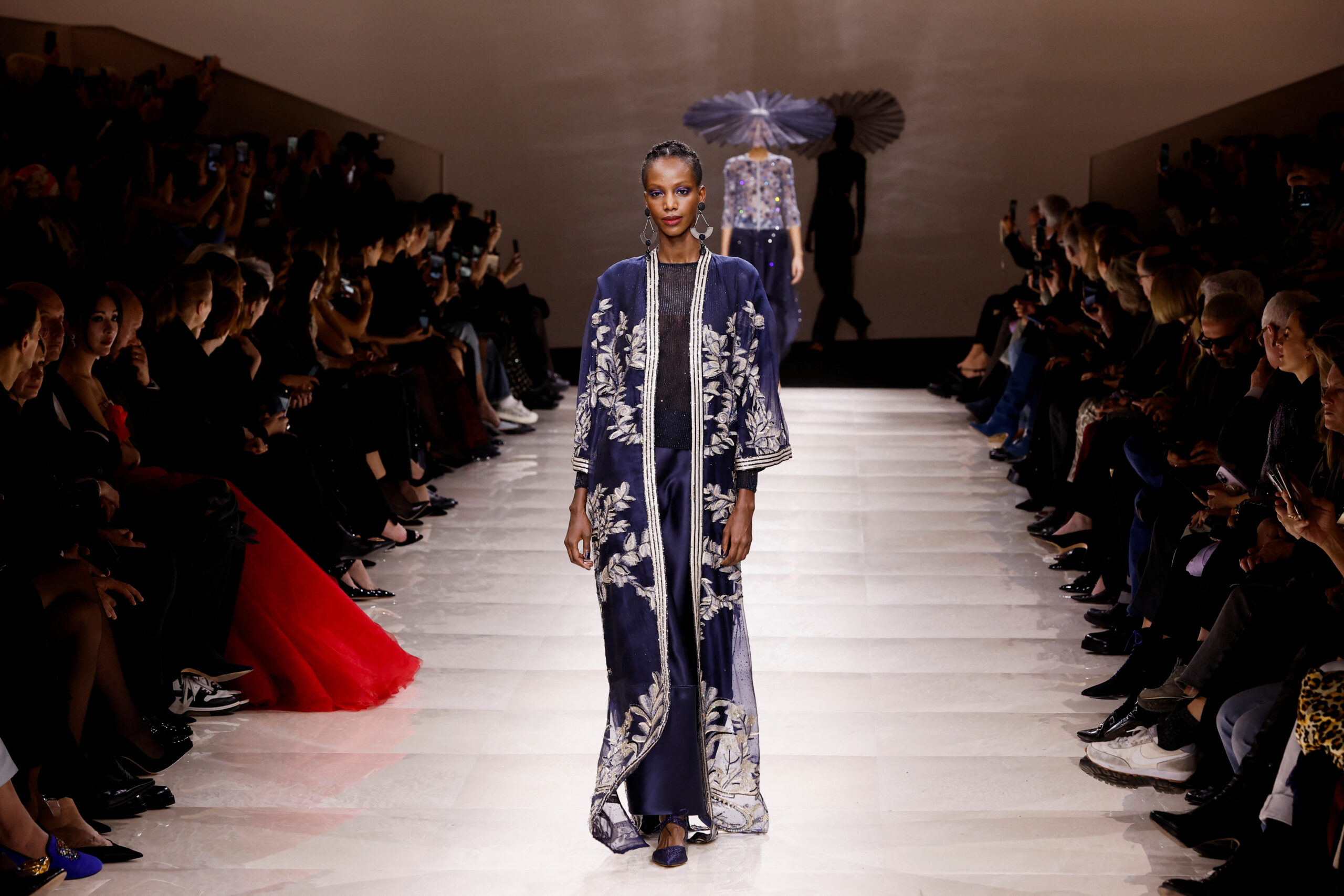Giorgio Armani shows shimmery gowns on haute couture runway in Paris