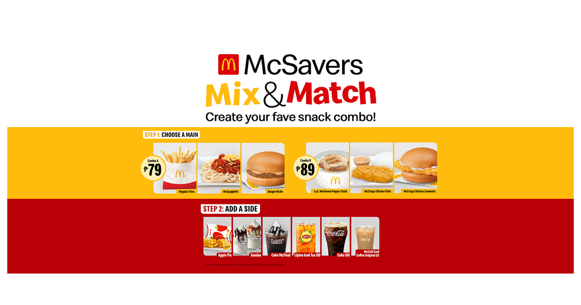 McDonald’s McSavers Mix & Match: Make any day special for as low as Php 79