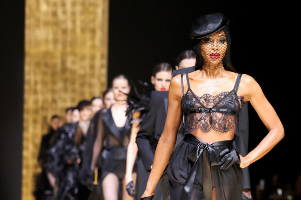 Dolce & Gabbana play with tuxedo for womenswear at Milan Fashion