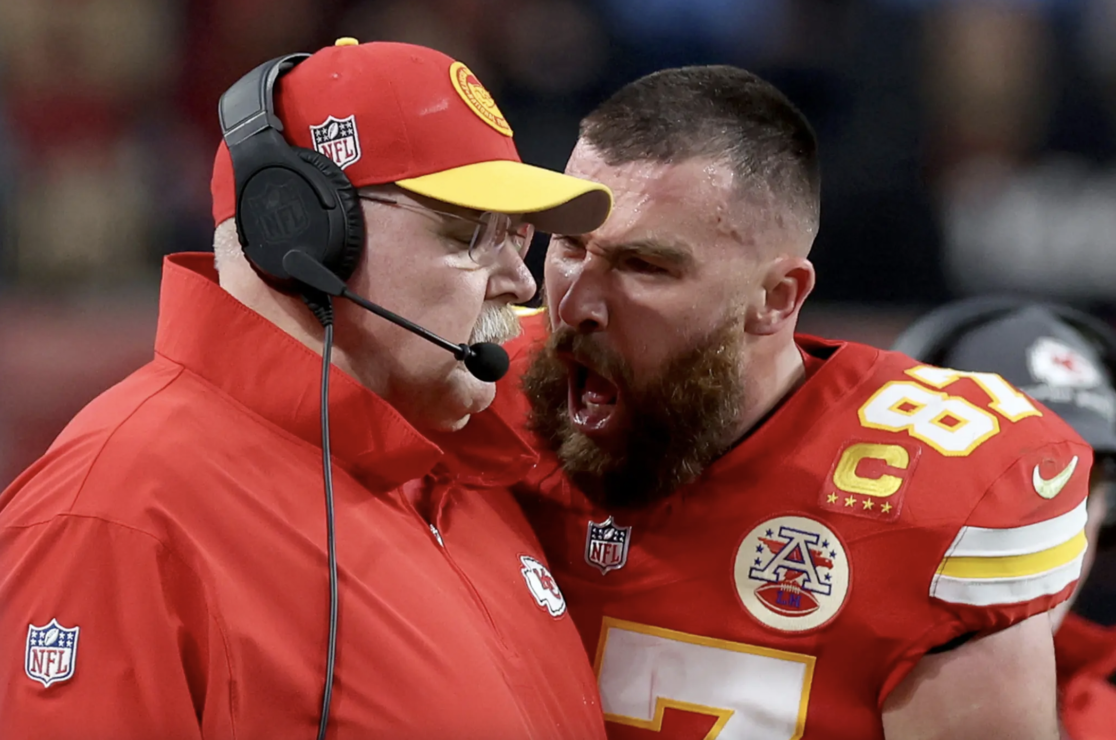 Kelce was spotted yelling at Chiefs coach Andy Reid | Photo courtesy of Getty Images