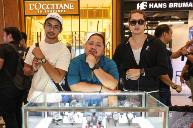 Wearing their Luminox Watches at the Pop-up Event in Rockwell Power Plant Mall, photofrom left to right, Kirst Viray, Ryan “Ninong Ry” Morales, and Yuki Sakamoto