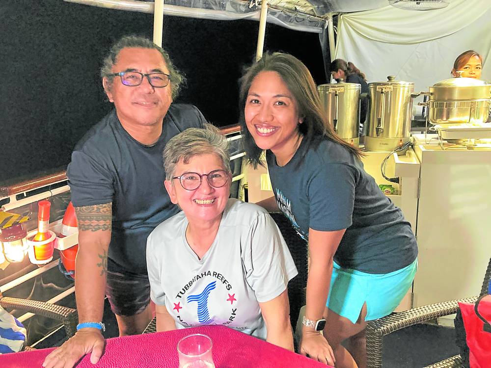 Marine conservation advocates: Danny Ocampo of Oceana Philippines, Angelique Songco of the Tubbataha Reefs Natural Park and Anna Oposa of Save Philippine Seas on board the Discovery Palawan