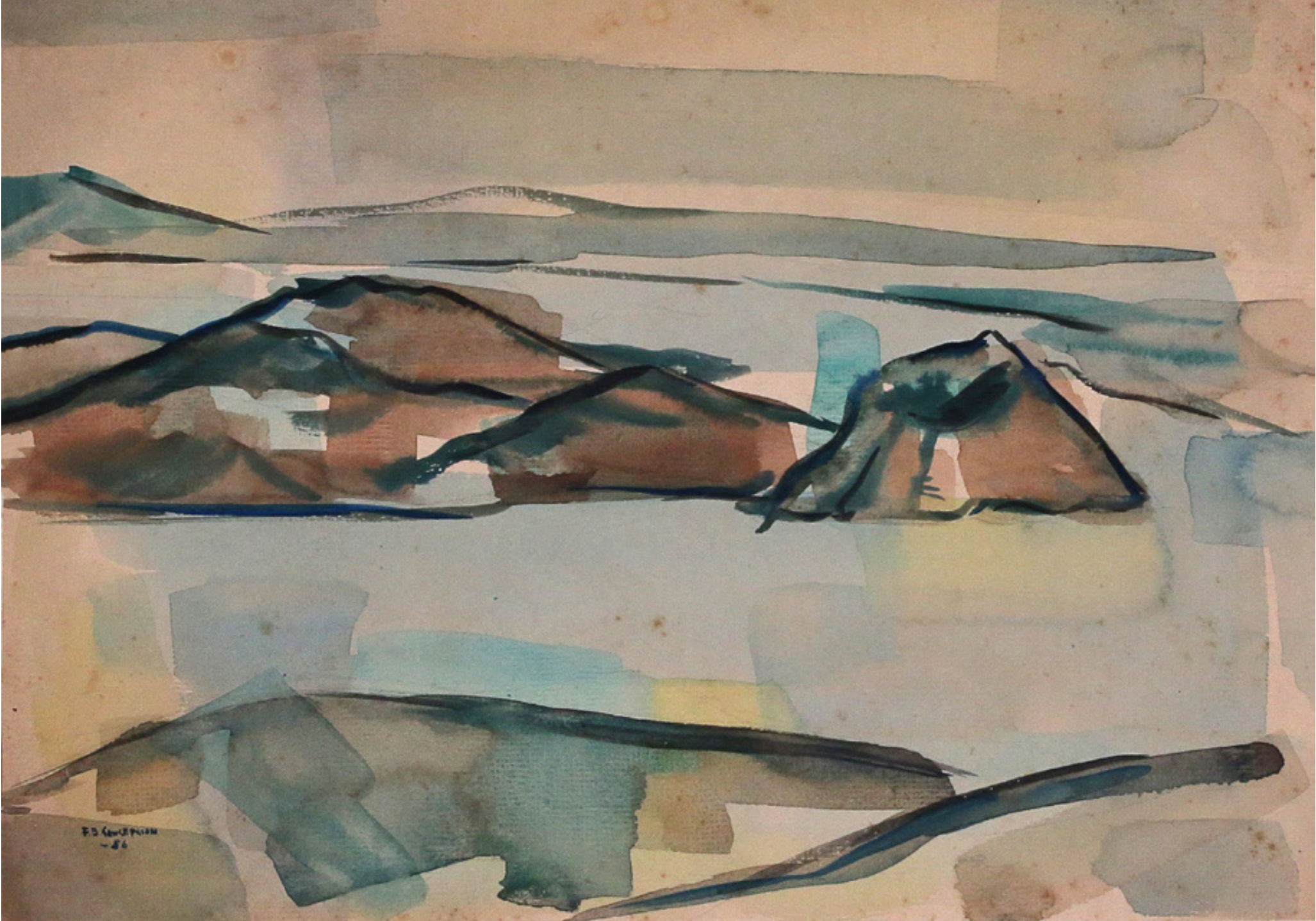 Florencio B. Concepcion, Untitled watercolor, 30.5 cm x 40.5 cm. 1956