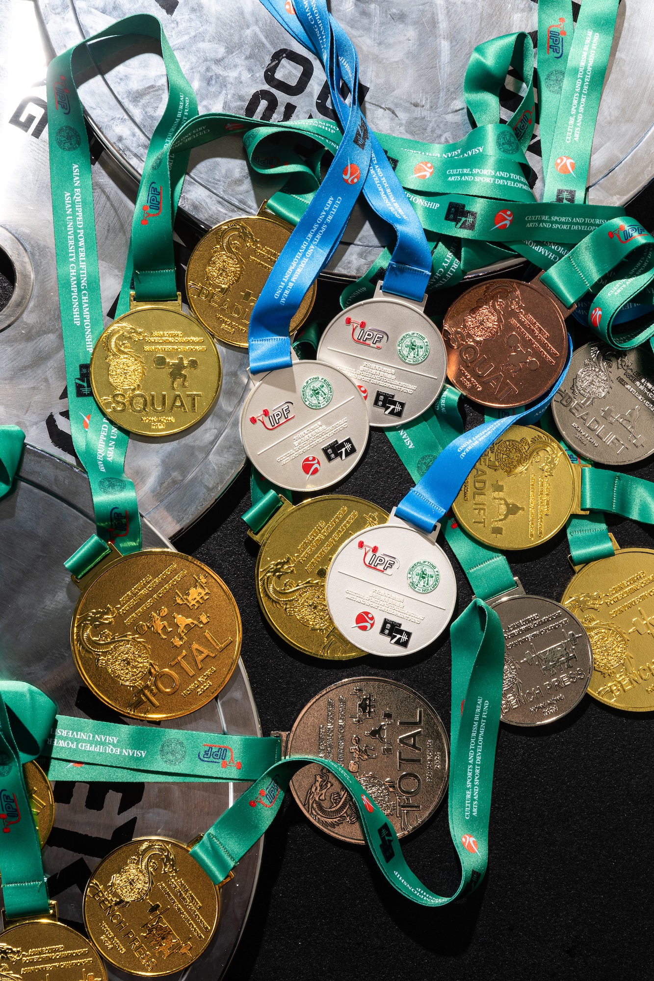 Some of the medals the promising powerlifter has earned