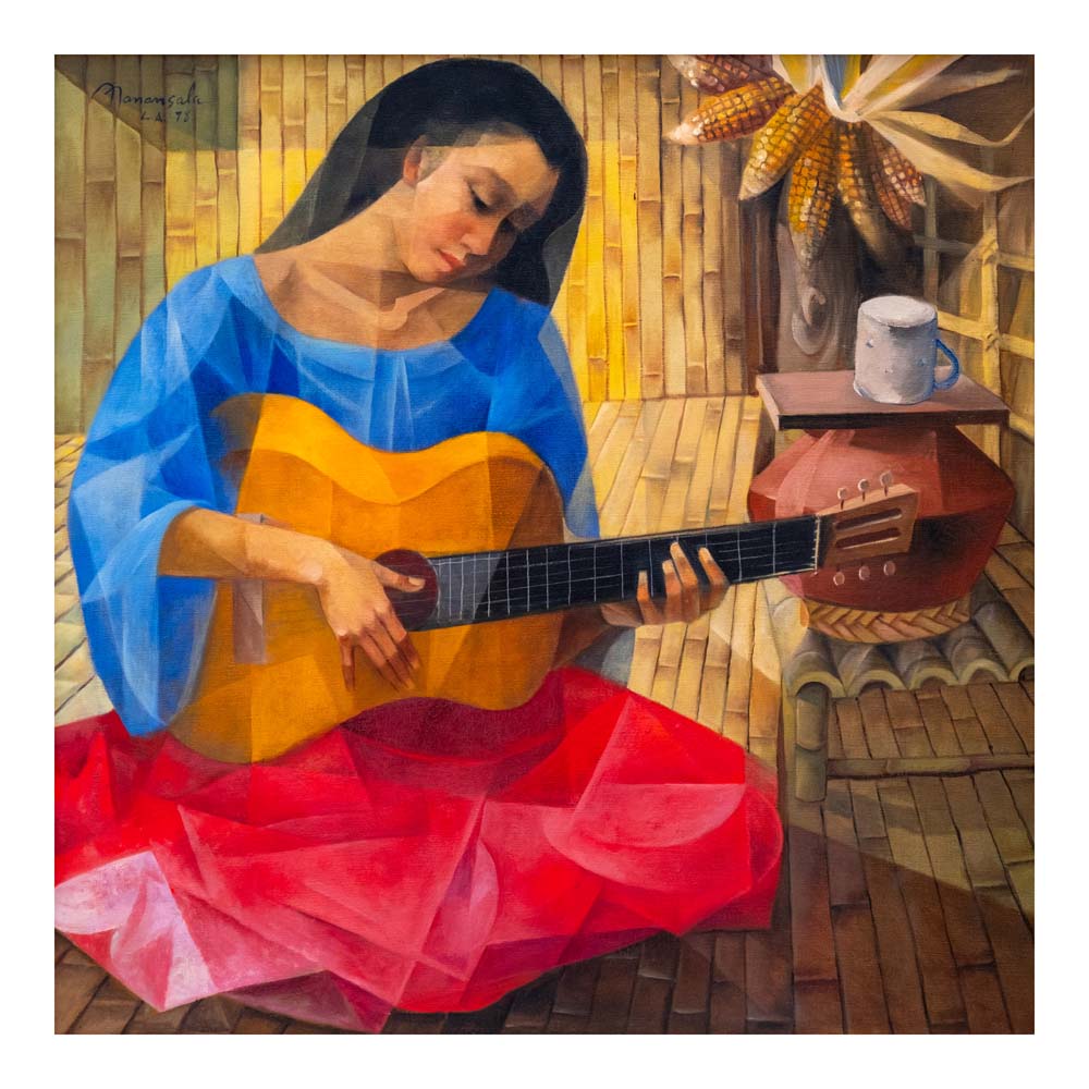 Vicente Manansala Woman Playing Guitar