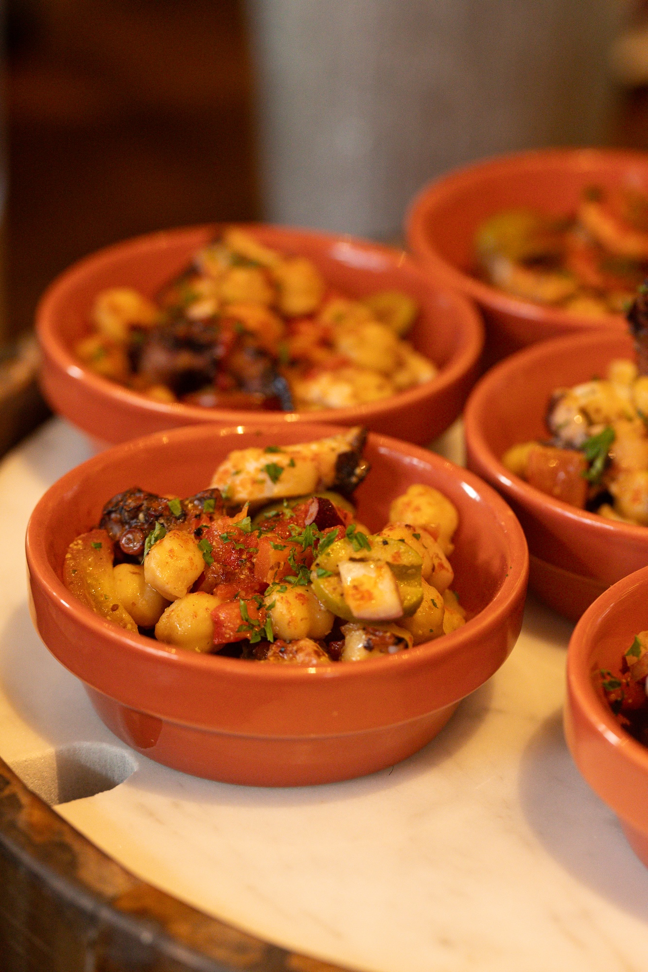 Casa Buenas: Pulpo and chickpea salad with chorizo vinaigrette