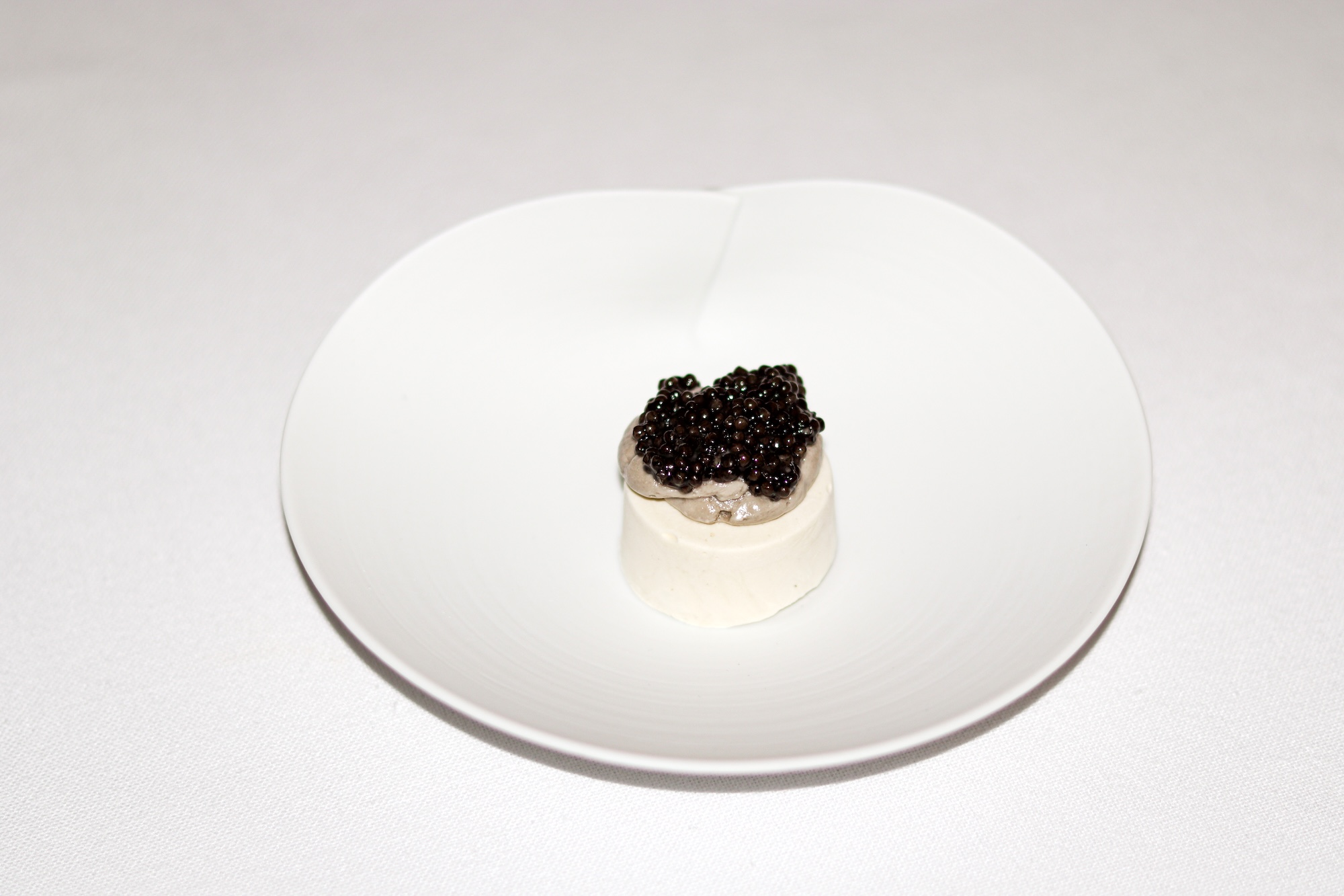 Barcino x Miramar: Vacío Caviar (a dome of liophilized almonds, almost butter caviar with caviar on top)