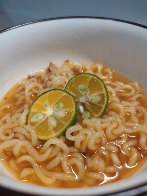 calamansi on korean spicy noodles