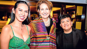 US Ambassador MaryKay Carlson (center) with Disney Aguila (left) and MJ Cenidoz from Bahaghari Center —CONTRIBUTED PHOTOS