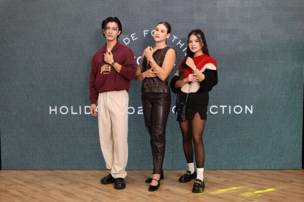 Fossil Philippines, new Brand Partner Levi Jung-Ruivivar (Middle) together with Jeff Moses (Left Side Photo), and Jenzel Angeles (Right Side Photo) at the the launch of Fossil’s Holiday 2024 Collection Launch.