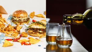 burger and whiskey