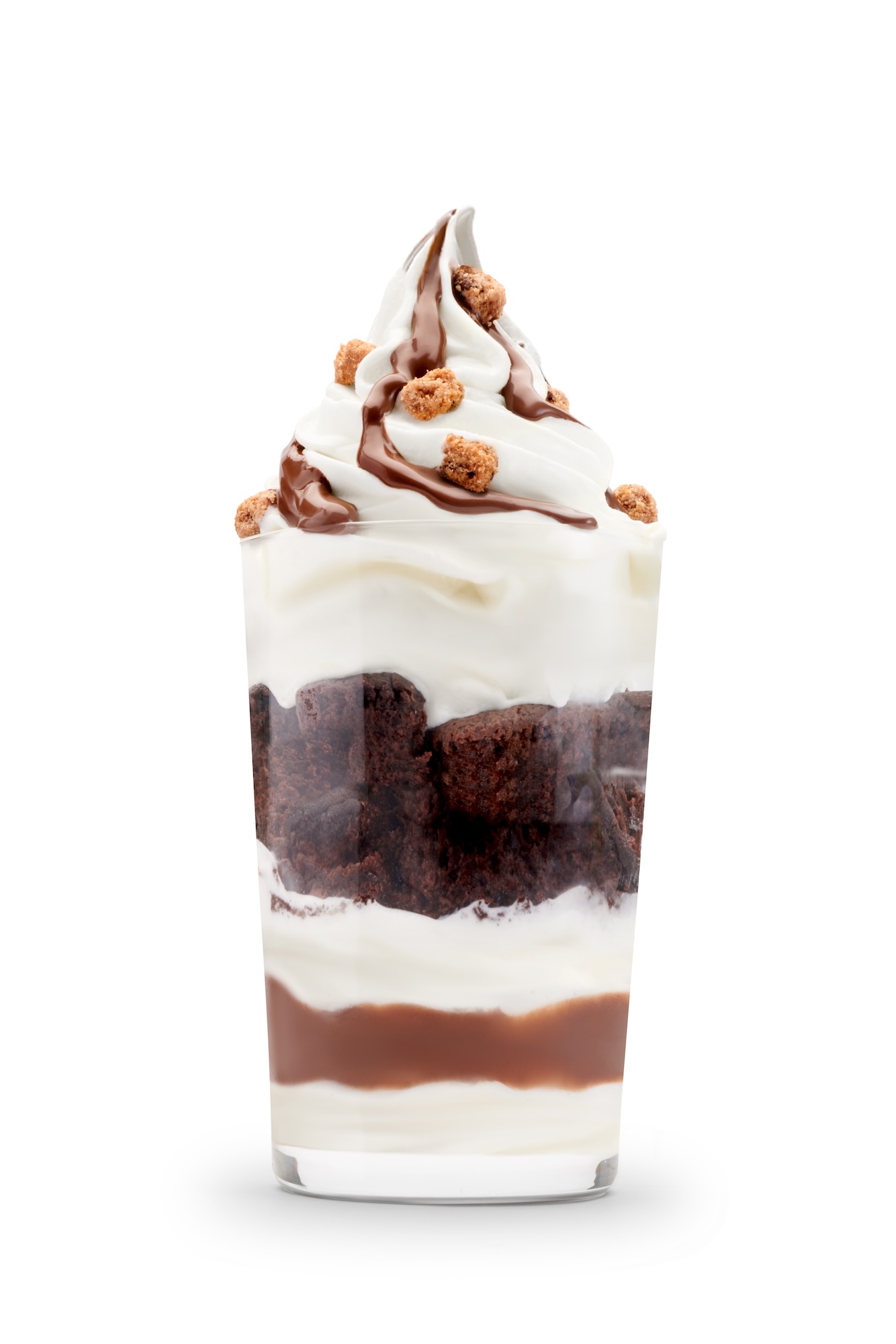 Choco Soul features a rich, double dark choco browniewith layers of hazelnut sauce and crispy cookie pieces